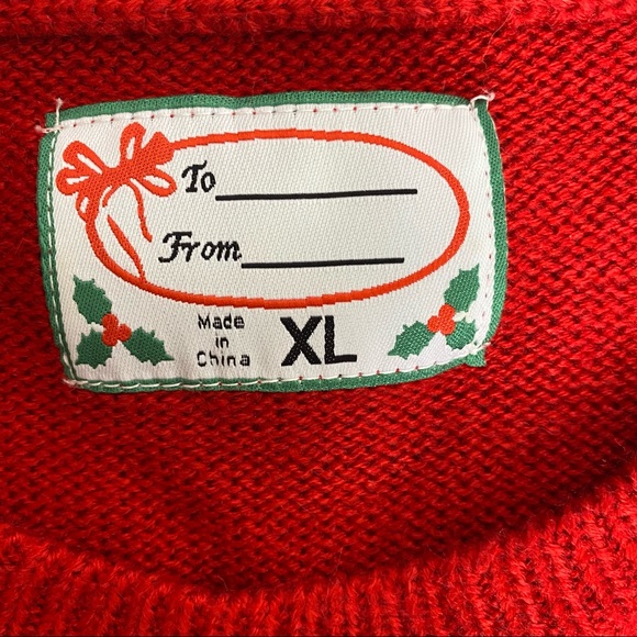 Unbranded Christmas Holiday Jingling Reindeer Knit Sweater Red White XL - Picture 9 of 12